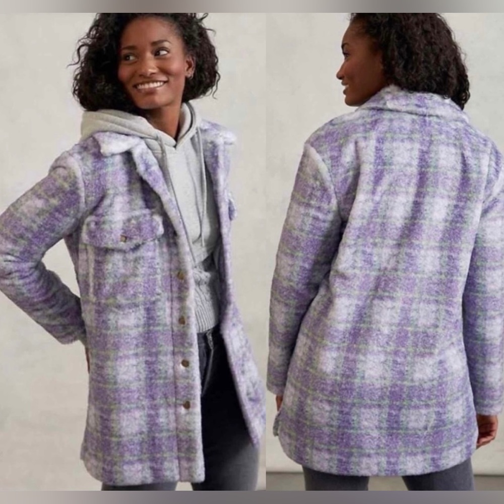 Hutch Purple Plaid Teddy Jacket